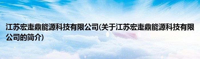 米博体育江苏宏疌鼎能源科技有限公司(关于江苏宏疌鼎能源科技有限公司的简介)